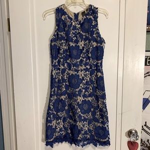 Floral Lace Overlay Blue Dress size 10